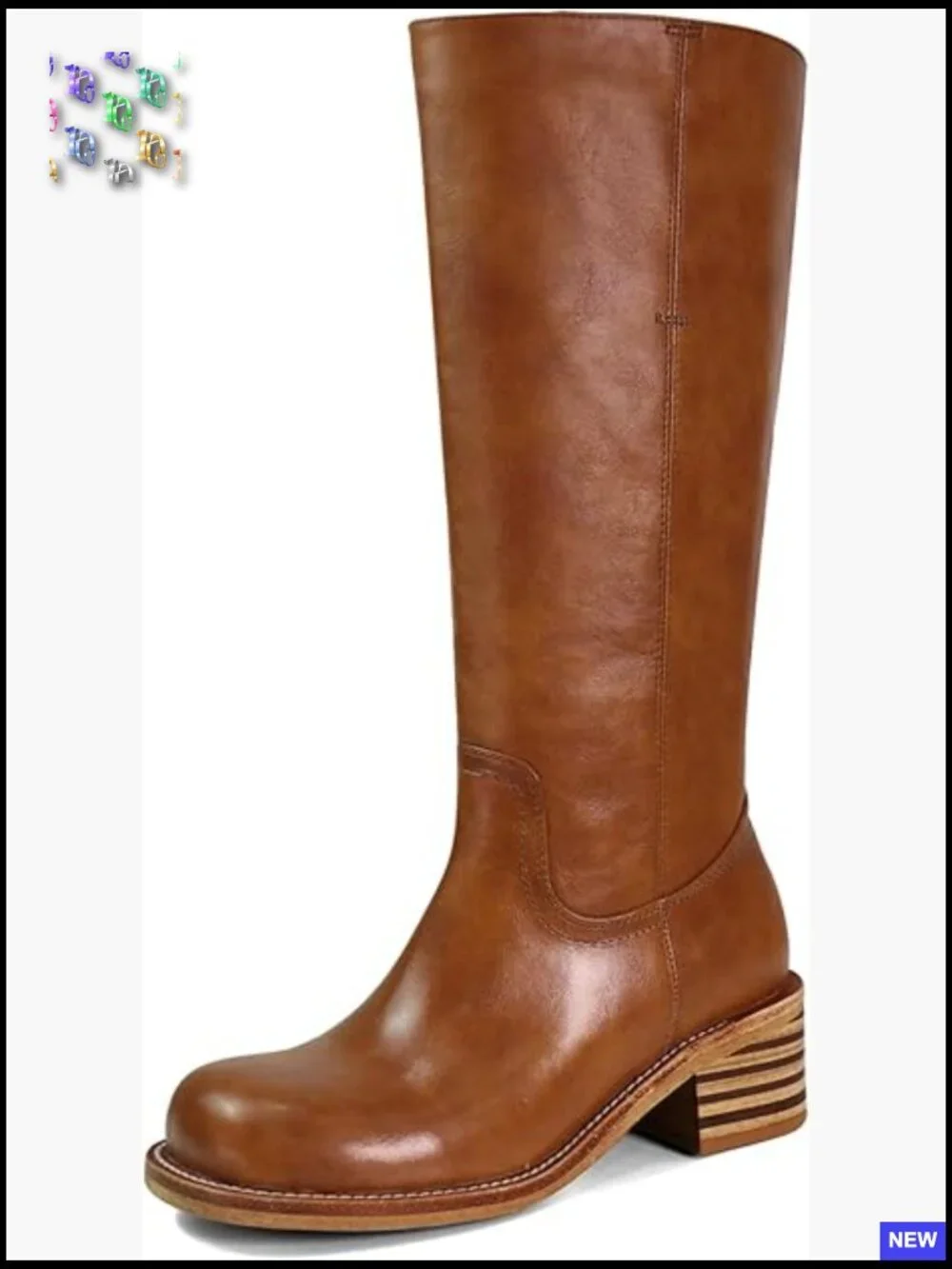 Knee High Block Heel Square Toe Boots Comfortable Low Heel Chic Winter Pull On - Picture 1 of 7